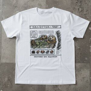 Sea Otter Monterey Bay Aquarium Graphic T-Shirt | Vintage Nature Illustration